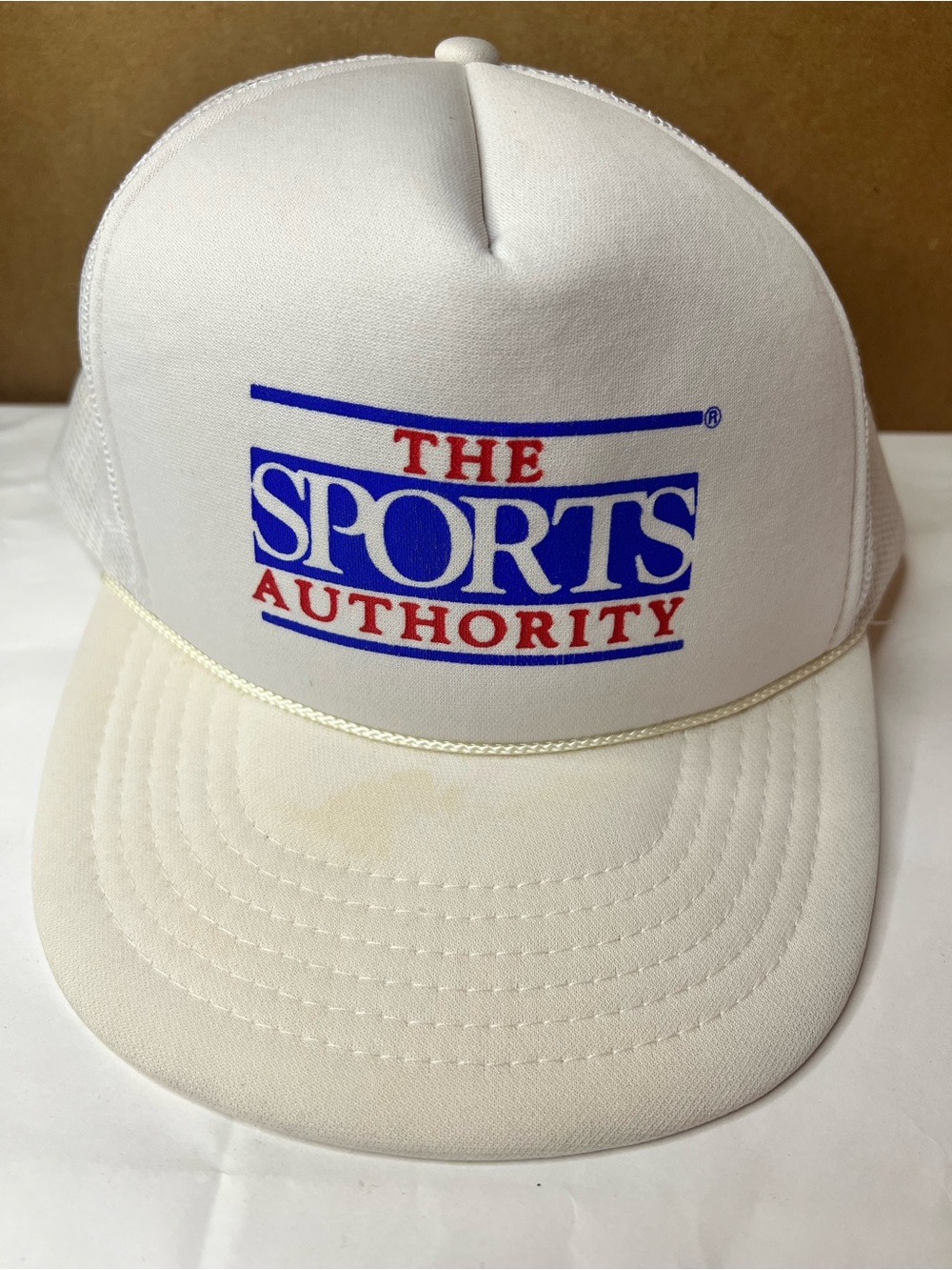 The Sports Authority Vintage 90s White Logo Trucker Cap